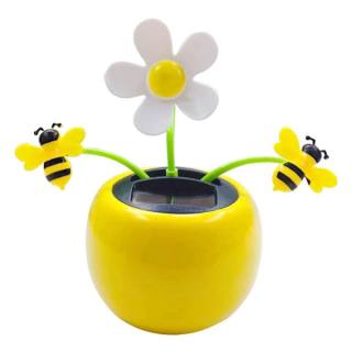 Solar-powered wobbling figure Flower with bee