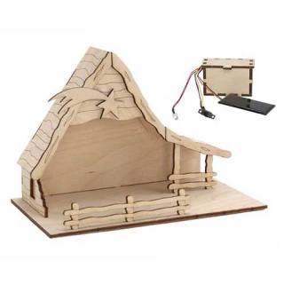 Solar-powered wooden kit Nativity Manger Set