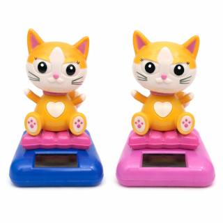 Figurine solaire hélant chat