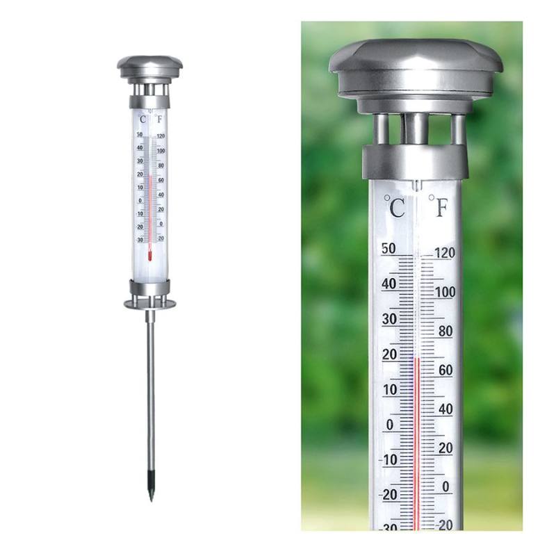 Garden Thermometer with Solar Light on Ground Stake SolarCosa, 7,95