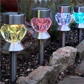 Stake-mounted/tabletop light Light with Crystal Glass Effect set of 4