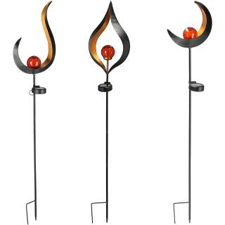 Solar-powered Metal garden stakes Set of 3